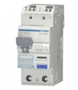 Hager FI/LS-Schalter ADS906D 1P+N 6kA B6A 0,03A A QC&QB